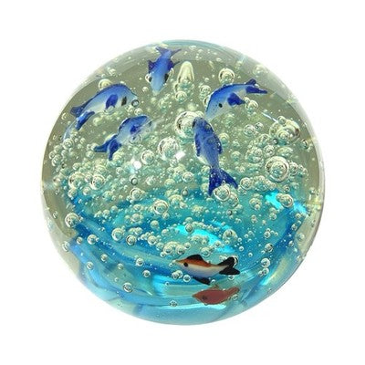 Large Studio Art Glass Aquarium Fish Paperweight Bubble Glass Sculpture 2.2kg