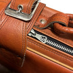 Vintage Brown Faux Leather Suitcase Carry Case Travel Overnight Bag Korea