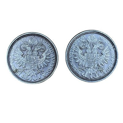 Vintage Austrian Maria Theresa 1780 Thaler Style Coin Cufflinks Silver Tone