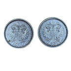 Vintage Austrian Maria Theresa 1780 Thaler Style Coin Cufflinks Silver Tone