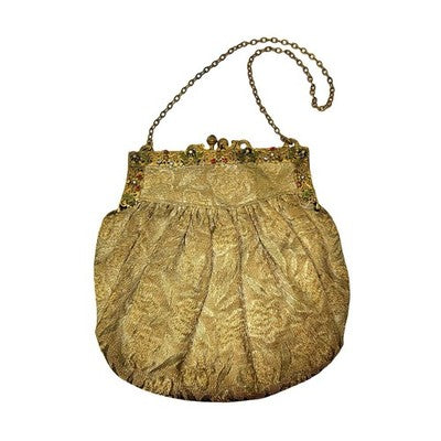 Antique 1920s 1930s Brocade Evening Dance Purse Ornate Floral Frame Bag