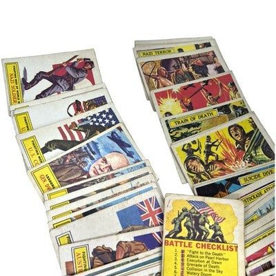 1965 A&BC Battle WWII Trading Cards 63/73 Near Complete Set UK Gum - back view