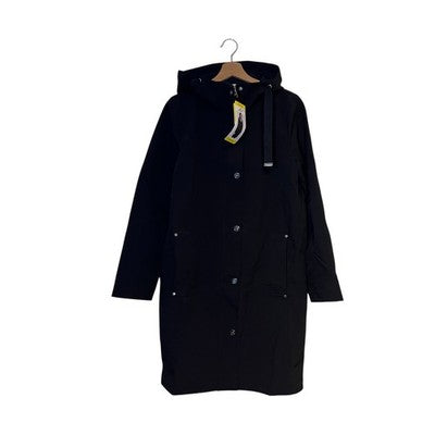 DKNY Women's Black Parka Coat Jacket Hooded Zip Slits Size S Small BNWT Winter
