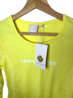 Leeds United Heritage White Label Yellow Gym Stretch Running Top BNWT Size 6