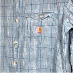 Carhartt Shirt Light Blue Plaid Long Sleeve Button Up Workwear Unisex Size S