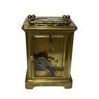 Vintage Brass Carriage Clock Platform Escapement Glass Sides Key Wind Up France