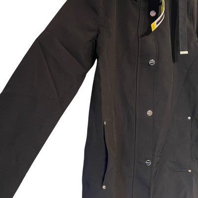DKNY Women's Black Parka Coat Jacket Hooded Zip Slits Size S Small BNWT Winter