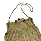 Antique 1920s 1930s Brocade Evening Dance Purse Ornate Floral Frame Bag - front view