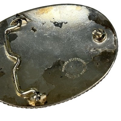 Montana Silversmiths S Initial Western Cowboy Belt Buckle Silver Gold Tone - back view