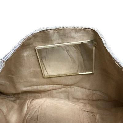 Vintage Brettle's Silkestia White Beige Micro Beaded Evening Clutch Purse Boxed