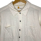 Carhartt Long Sleeve Polo Shirt Beige Cotton Workwear Unisex M UK 8-10 Vintage
