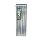 Vintage Sarome Japan Slim Gas Lighter Ribbed Chrome Green Slider Untested
