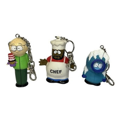7x Vintage South Park Keychain Figures 1998 Kenny Chef Mr Garrison PVC Bundle