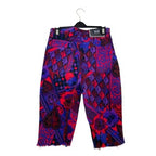 Gianni Versace Jeans Couture Baroque Print Denim Shorts W29 Knee Length Vintage