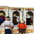 Vintage Voila Wooden Bendable Dolls House Figures x7 4 Boxed Doll Series - detail view