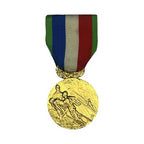 Vintage Emile Monier French Firefighter Rescue Medal Pompiers Gilt Ribbon - front view