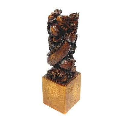 Vintage Chinese Carved Stone Dragon Seal Chop Stamp Seal Script Scholar’s Art