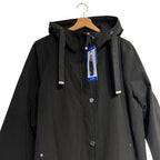 DKNY Women's Black Parka Jacket Coat Hooded Winter Warm Large Zip Slits BNWT