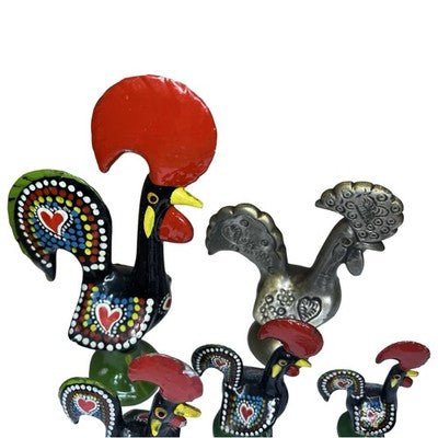 6x Vintage Portuguese Galo de Barcelos Rooster Figurines Job Lot Folk Art
