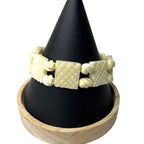 Vintage Hand Carved Bovine Bone Bracelet Tiled Beads Screw Clasp Ethnic Boho