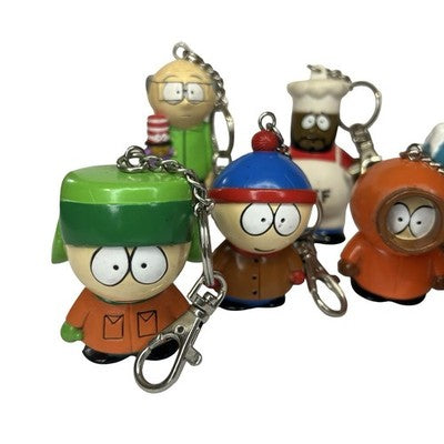 7x Vintage South Park Keychain Figures 1998 Kenny Chef Mr Garrison PVC Bundle