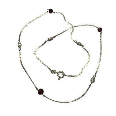 Italian Caleari 925 Sterling Silver Necklace Stone Detail Vintage Jewellery