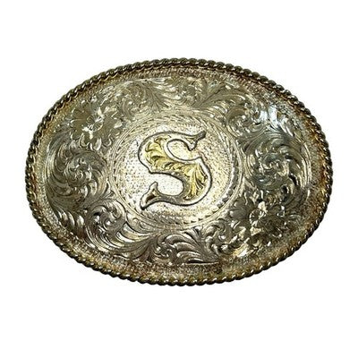 Montana Silversmiths S Initial Western Cowboy Belt Buckle Silver Gold Tone