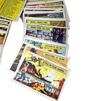 1965 A&BC Battle WWII Trading Cards 63/73 Near Complete Set UK Gum - front view