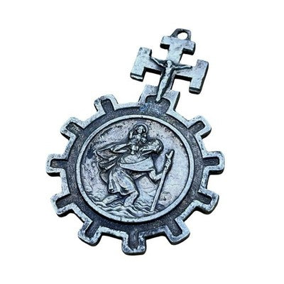 Vintage St Christopher Motorist Pendant Protect Us From Accident Religious