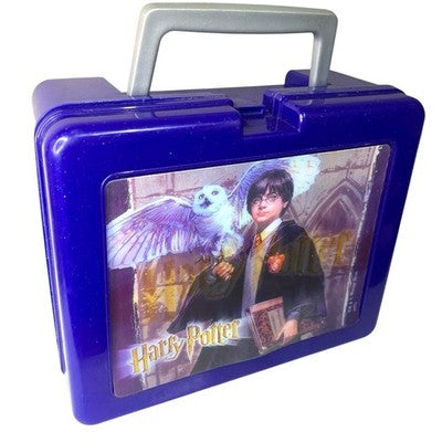 Vintage Harry Potter Lenticular Lunch Box Blue Metal Tin Holographic Case