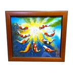 Large Original Koi Fish Painting Signed Framed Feng Shui Prosperity Artwork