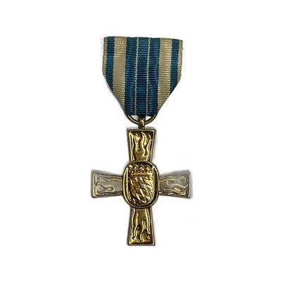 German Bavarian Fire Service Merit Cross 1955 Feuerlöschwesen Medal Gilt Pin