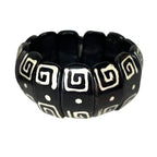 2x African Tribal Yak Bone Batik Stretch Bracelet Wood Bangle Boho Statement