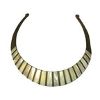 Vintage Mother of Pearl Inlaid Brass Torque Collar Necklace Statement Choker