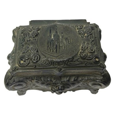 Vintage Kölner Dom Cologne Cathedral Metal Trinket Jewellery Box Germany - front view