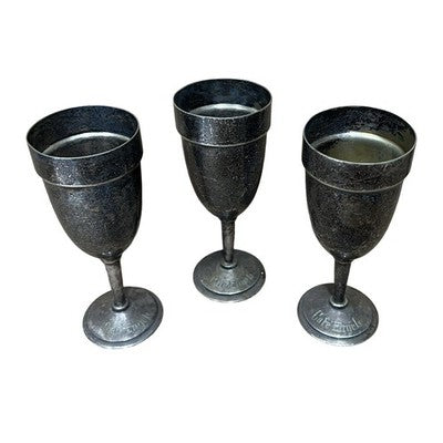 Vintage Cafe Engels Goblets x3 Alpacca Silber 90 Silver Plated Wine Cups - front view