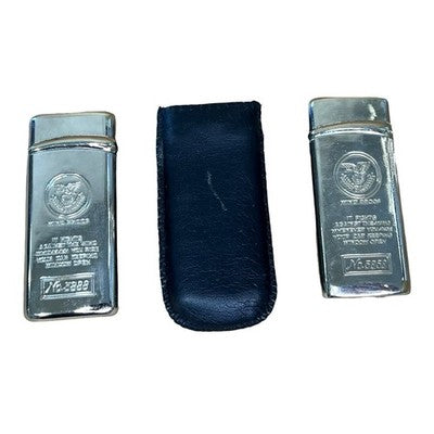 Pair Vintage Sang Xin 5888 5858 Eagle Windproof Butane Gas Lighters Pouch