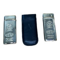 Pair Vintage Sang Xin 5888 5858 Eagle Windproof Butane Gas Lighters Pouch