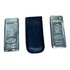 Pair Vintage Sang Xin 5888 5858 Eagle Windproof Butane Gas Lighters Pouch