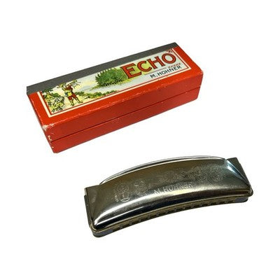 Vintage M. Hohner ECHO Curved Harmonica - With Box - Made In Germany