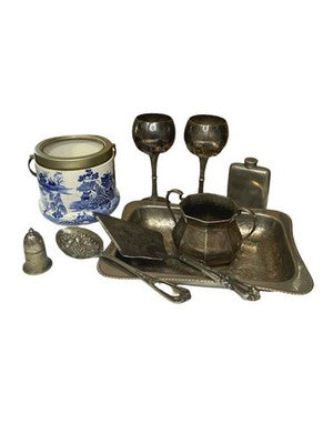 Vintage Silver Plated EPNS Job Lot Tray Goblets Jug Flask Spoon Sugar Pot