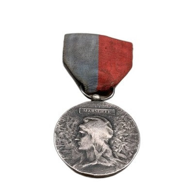Vintage French Medal of Honour Labour Commerce Industry Marseille Silver