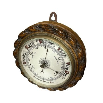 Antique English Oak Aneroid Wall Barometer Guaranteed English Make c1900