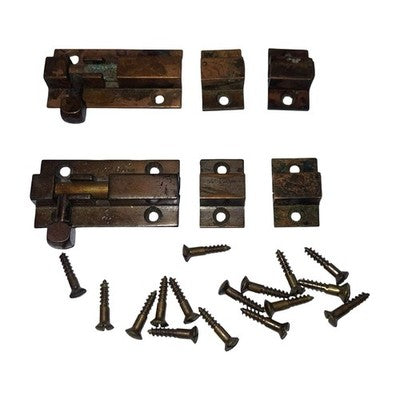Pair Vintage Australian Copper Tone Door Barrel Bolts Slide Latches Hardware