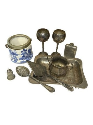 Vintage Silver Plated EPNS Job Lot Tray Goblets Jug Flask Spoon Sugar Pot