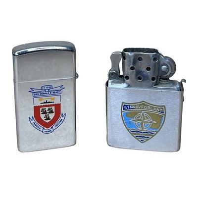 2 Vintage Zippo Lighters USS Donald B Beary HMCS Algonquin STANAVFORLANT — view 1