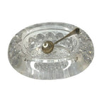 Vintage Cut Crystal Salt Cellar Open Salt Dip Nevada Solid Silver Spoon Set