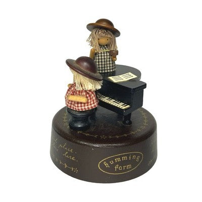 Vintage TOA Humming Farm Music Box Moving Spinning Doll Piano Japan 989-390 - front view
