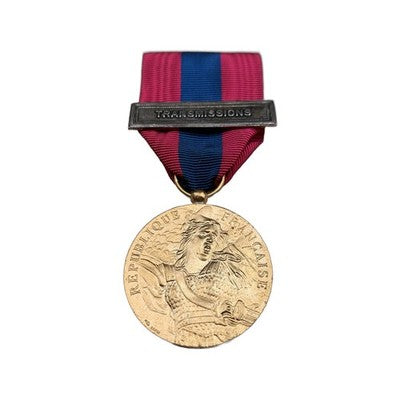 French Médaille de la Défense Nationale Bronze TRANSMISSIONS Clasp Signal Medal