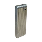 Vintage Sarome Japan Slim Gas Lighter Ribbed Chrome Green Slider Untested